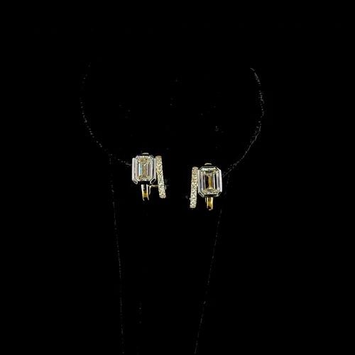 LAB-GROWN 2.28 CARAT EMERALD E-F-VS1 DIAMOND 14K YELLOW GOLD HUGGIES EARRINGS: LAB-GROWN 2.28 CARAT EMERALD E-F-VS1 DIAMOND 14K YELLOW GOLD HUGGIES EARRINGS Title: High-quality Brand-New Echo Friendly Elegant Lab-Grown 2.28 Carat Emerald E-F-VS1 Diamond 14K Yellow Gold Huggies E