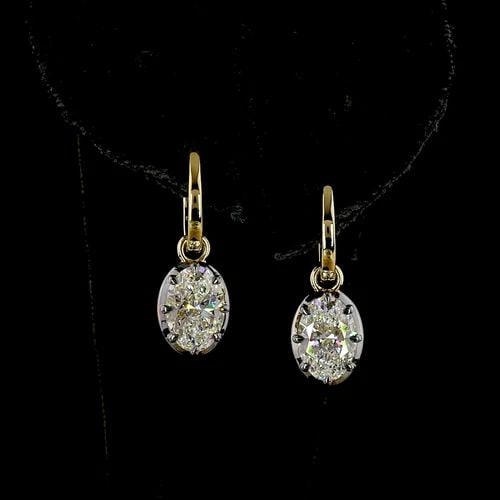 LAB-GROWN 3.1 CARAT OVAL E-F-VVS2 DIAMOND 14K YELLOW GOLD HANGING EARRINGS: LAB-GROWN 3.1 CARAT OVAL E-F-VVS2 DIAMOND 14K YELLOW GOLD HANGING EARRINGS Title: High-quality Brand-New Echo Friendly Elegant Lab-Grown 3.1 Carat Oval E-F-VVS2 Diamond 14K Yellow Gold Hanging Earring