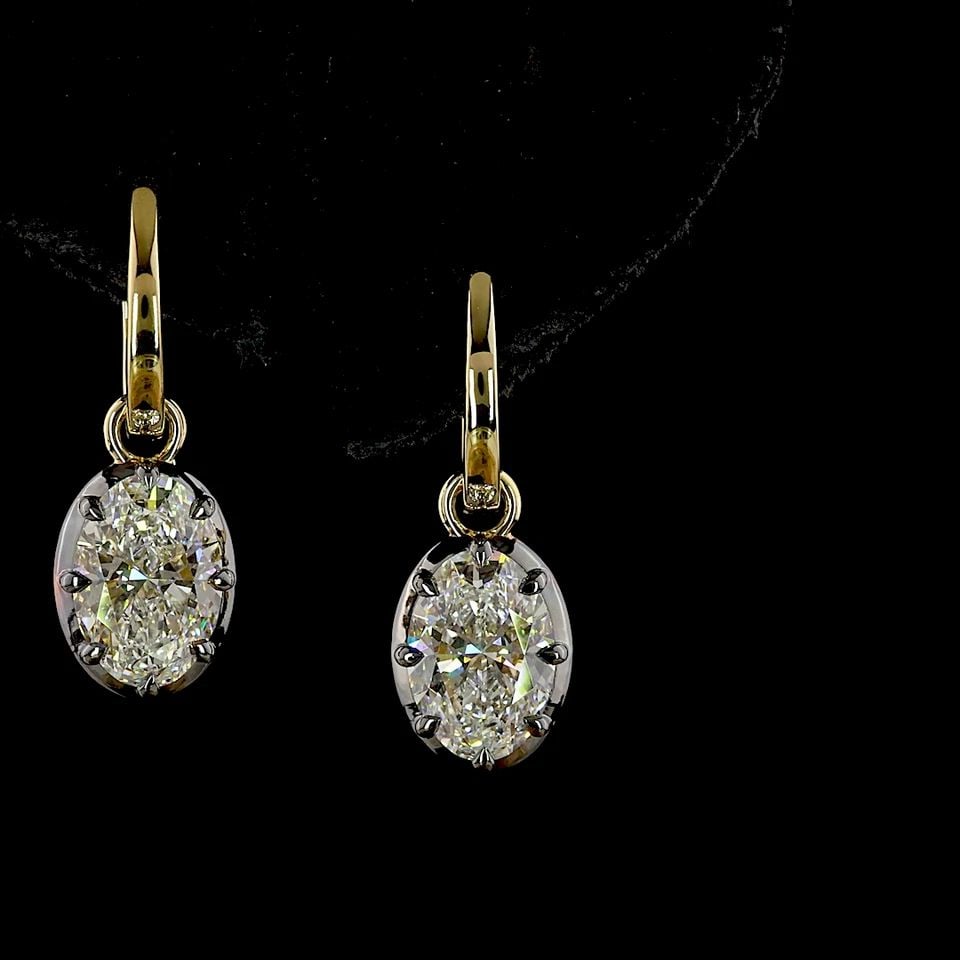 LAB-GROWN 3.05 CARAT OVAL E-F-VS1 DIAMOND 14K YELLOW GOLD HANGING EARRINGS: LAB-GROWN 3.05 CARAT OVAL E-F-VS1 DIAMOND 14K YELLOW GOLD HANGING EARRINGS Title: High-quality Brand-New Echo Friendly Elegant Lab-Grown 3.05 Carat Oval E-F-VS1 Diamond 14K Yellow Gold Hanging Earring