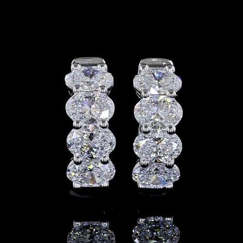 LAB-GROWN 2.04 CARAT OVAL E-F-VS DIAMOND 14K WHITE GOLD HUGGIES EARRINGS: LAB-GROWN 2.04 CARAT OVAL E-F-VS DIAMOND 14K WHITE GOLD HUGGIES EARRINGS Title: High-quality Brand-New Echo Friendly Elegant Lab-Grown 2.04 Carat Oval E-F-VS Diamond 14K White Gold Huggies Earrings Vi