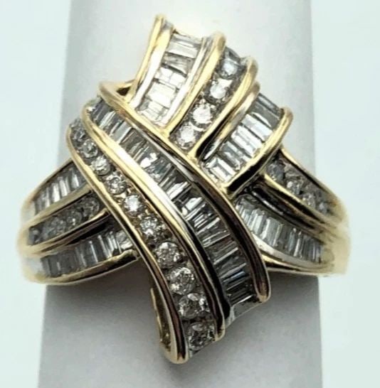 NEW 14K ROSE GOLD INTER WEAVED DOUBLE RING WITH 0.95CTS DIAMONDS SIZE: 7.25 (1 of 2)