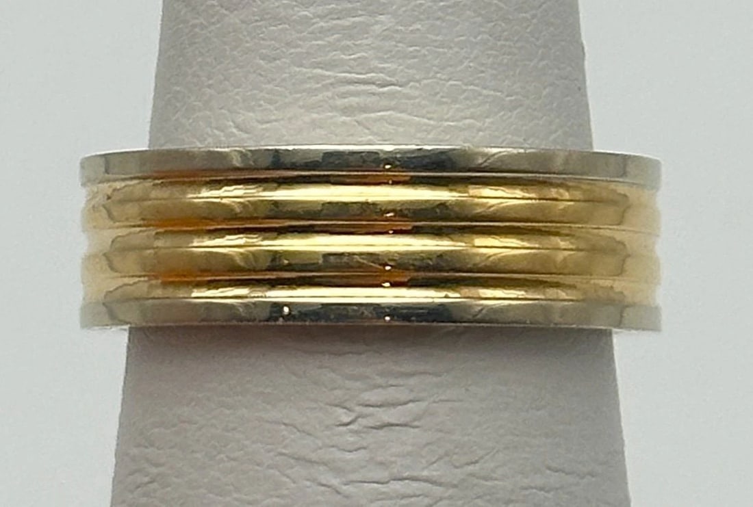 14K TWO TONE WHITE/YELLOW GOLD BAND 6MM (SIZE 6) 8 GRAMS (1 of 1)