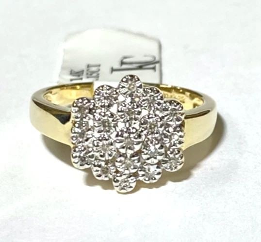 NEW 14K GOLD CLUSTER STYLE RING WITH 0.15CTW DIAMONDS (SIZE: 7.75) 3.8G (1 of 1)
