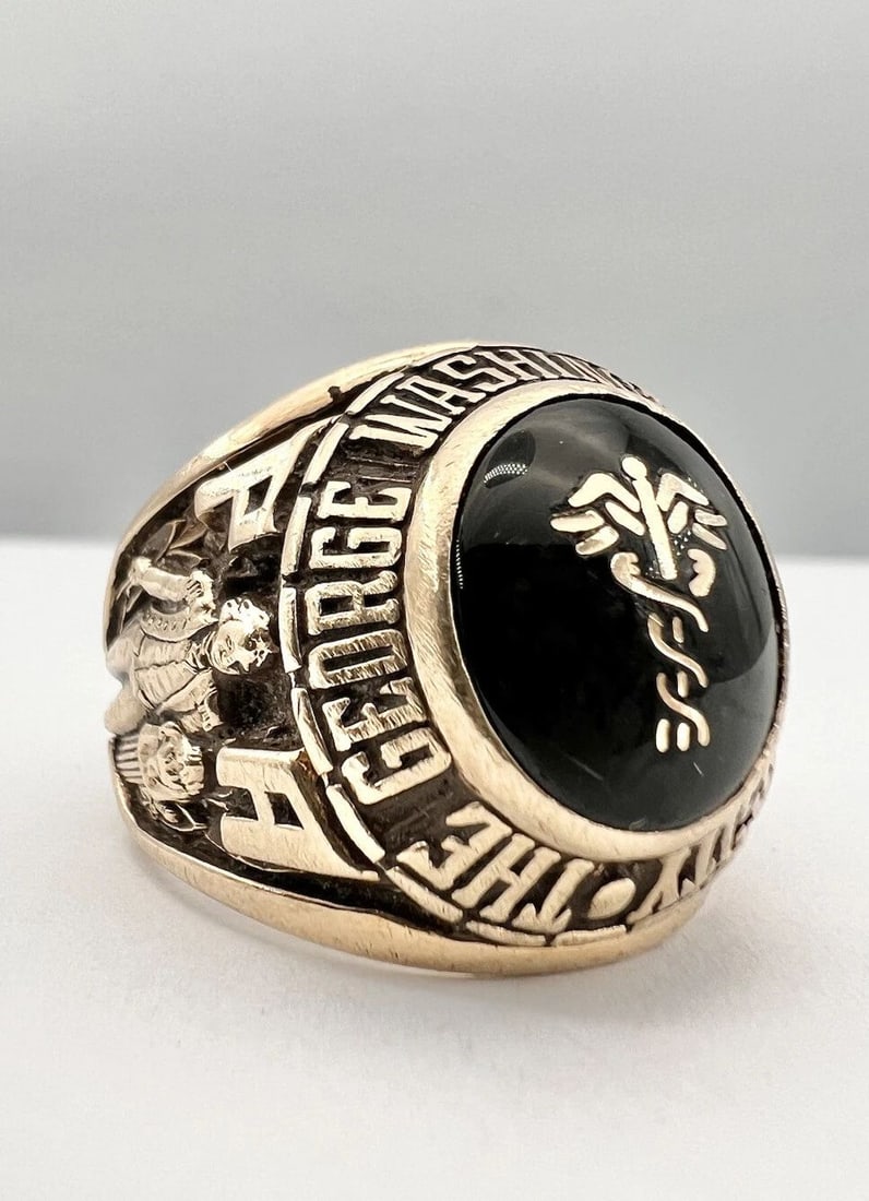 1978 GEORGE WASHINGTON UNIVERSITY 10K YELLOW GOLD PA CADUCEUS NURSING RING 21.3G (1 of 2)