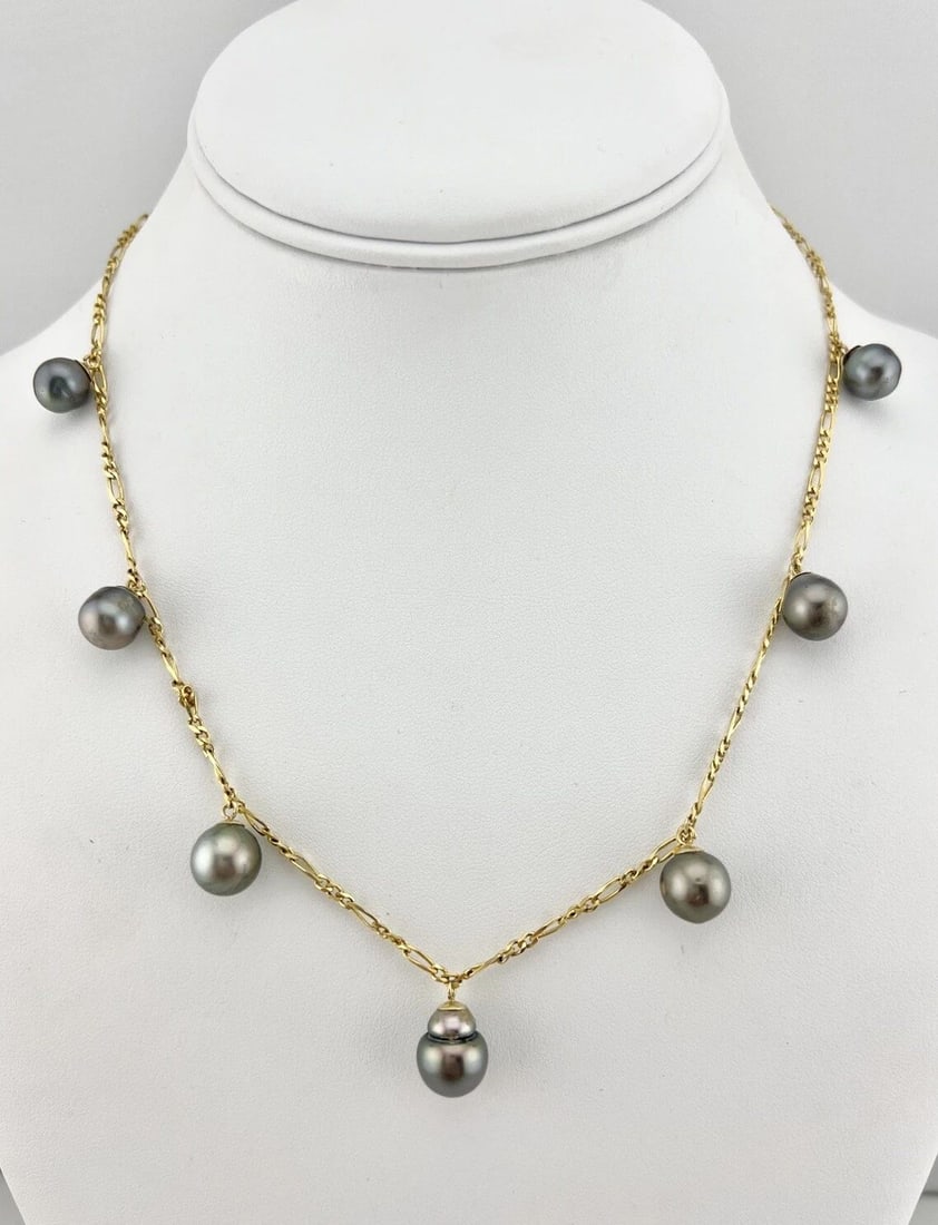 FINE 14K YELLOW GOLD NATURAL SOUTH SEA TAHITIAN PEARL DANGLE NECKLACE PENDANT: FINE 14K YELLOW GOLD NATURAL SOUTH SEA TAHITIAN PEARL DANGLE NECKLACE PENDANT Fine 14k Yellow Gold Natural South Sea Tahitian Pearl Dangle Necklace Pendant Necklace Size: 17.5" Long Tip To Tip Metal: 