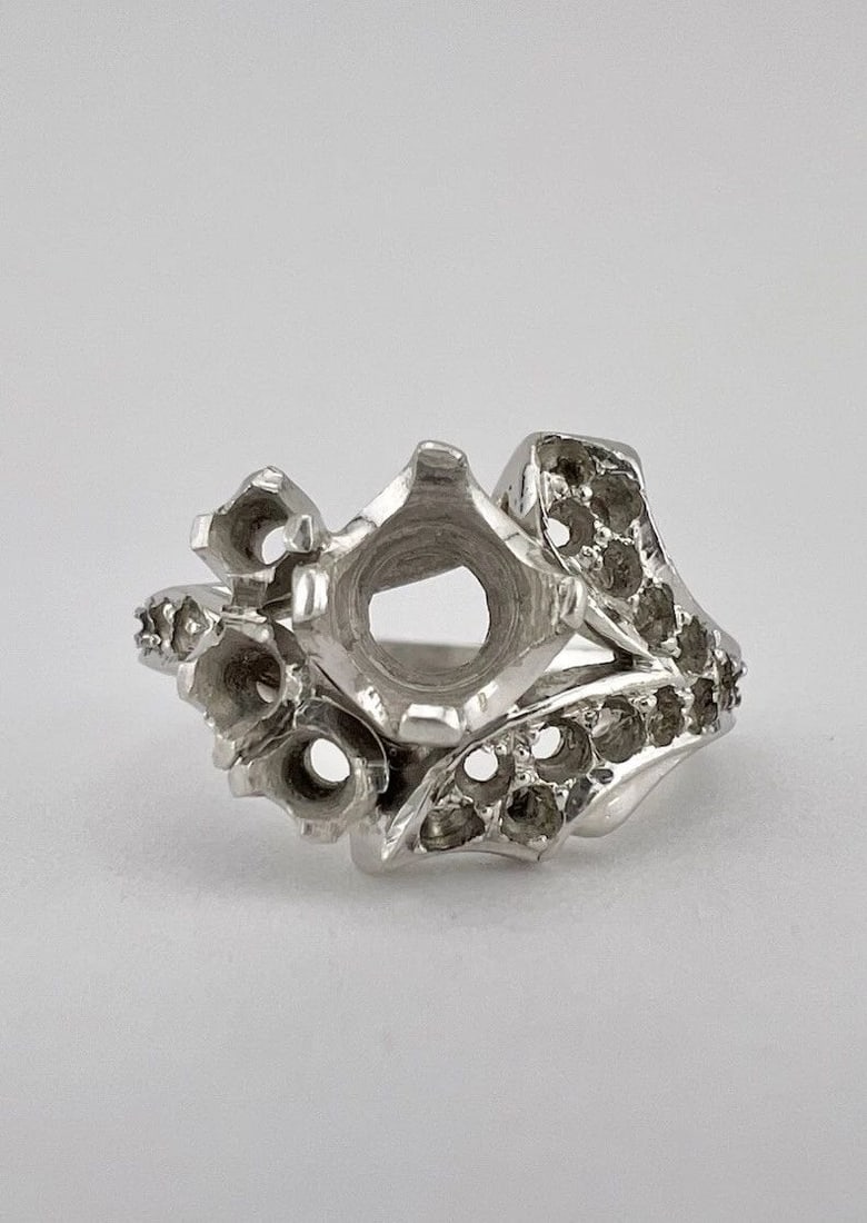 ANTIQUE DECO PLATINUM SEMI MOUNT DIAMOND CLUSTER RING MOUNTING 6.7G (1 of 2)