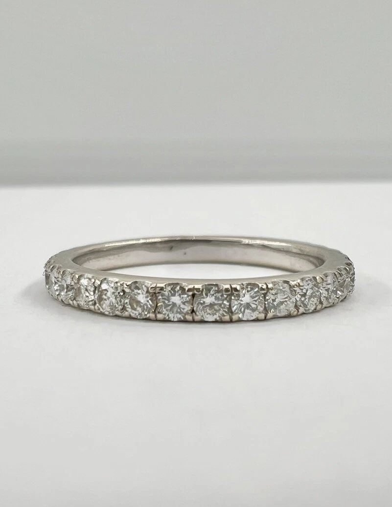 DESIGNER 14K WHITE GOLD .50CT APPROX DIAMOND STACKING WEDDING ETERNITY BAND RING (1 of 2)