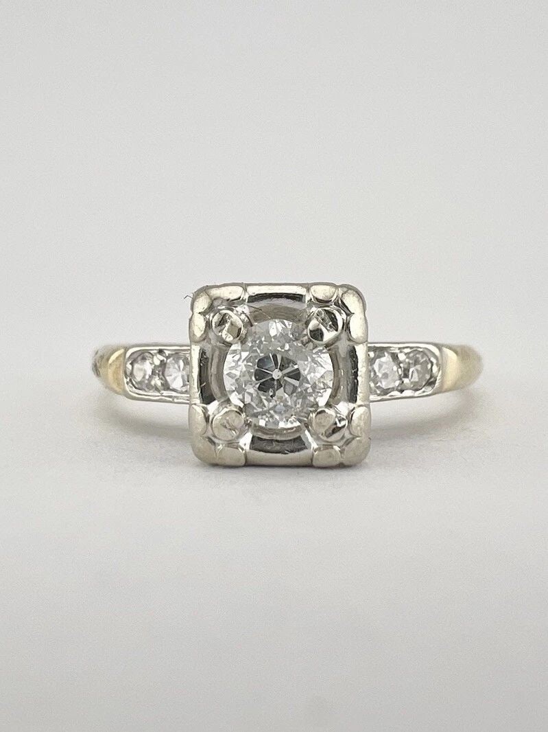 ANTIQUE ART DECO 14K YELLOW GOLD .30CT DIAMOND ENGAGEMENT WEDDING RING (1 of 2)