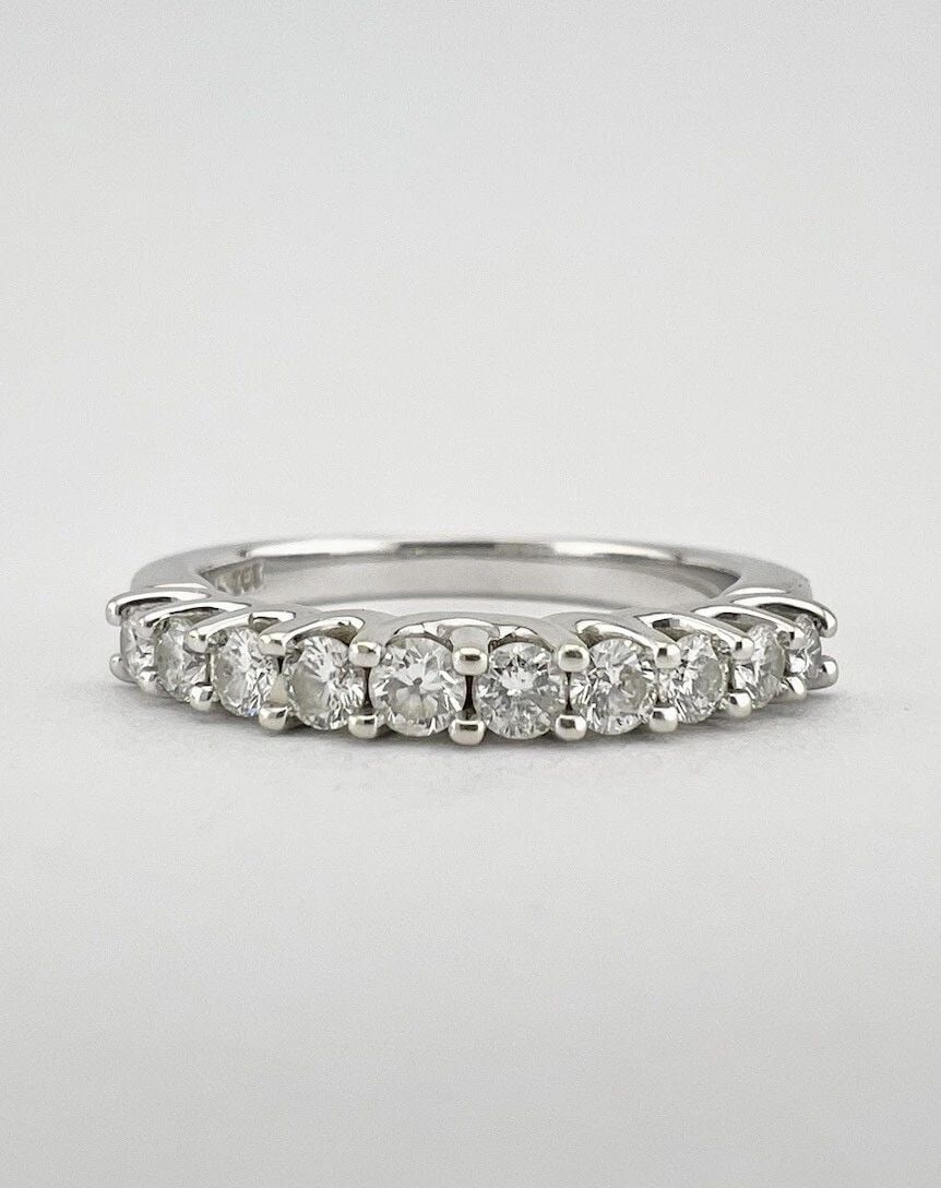 DESIGNER ZEI 14K WHITE GOLD .30CT DIAMOND STACK WEDDING HALF INFINITY BAND RING: DESIGNER ZEI 14K WHITE GOLD .30CT DIAMOND STACK WEDDING HALF INFINITY BAND RING Designer ZEI 14K White Gold .30ct Diamond Stack Wedding Half Infinity Band Ring Size: 7 - Can Be Re Sized Metal: 14k Whi