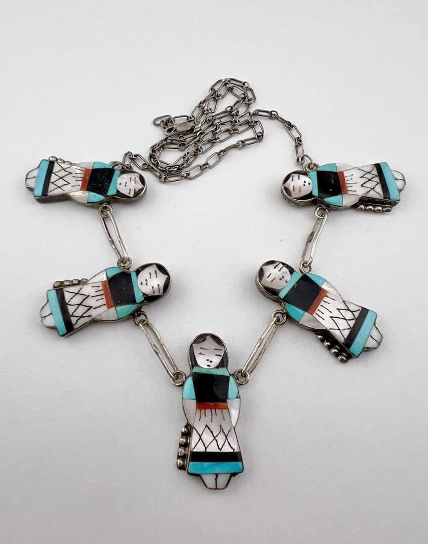 JOYCE WASETA ZUNI STERLING SILVER FLUSH MULTI GEMSTONE MAIDEN NECKLACE 21.25" (1 of 2)