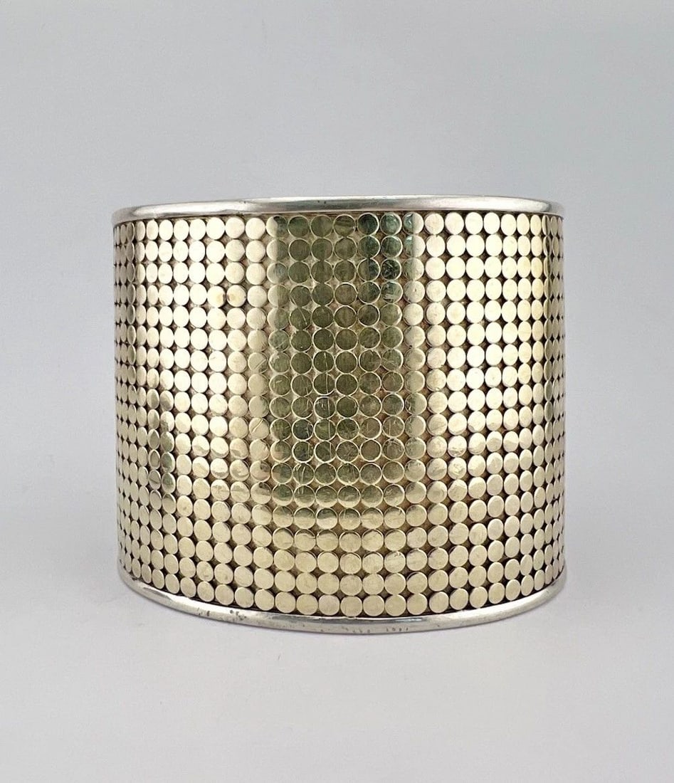 ANNA BECK 925 STERLING SILVER 18K GOLD CLASSIC DOT 2" WIDE CUFF BRACELET (1 of 2)
