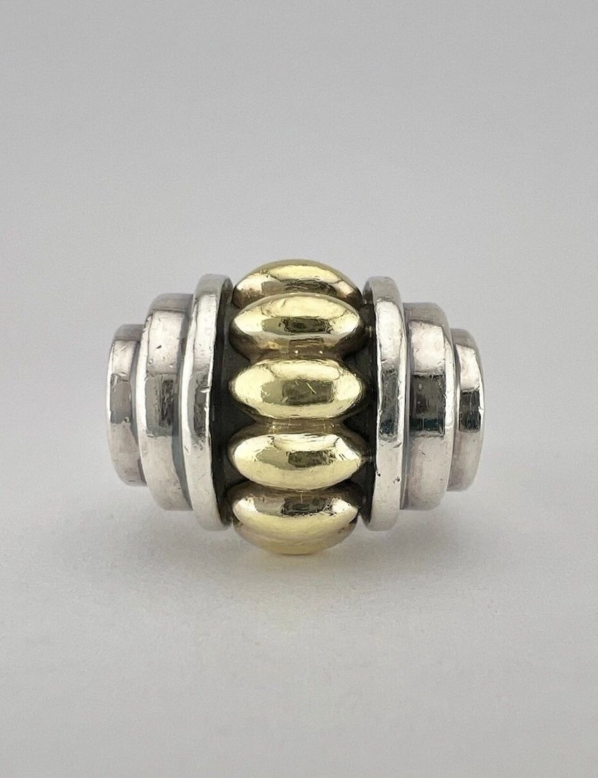 LAGOS STERLING SILVER & 18K YELLOW GOLD CAVIAR RING (1 of 2)