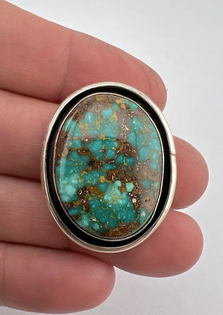 VTG DOUG ZACHARY NAVAJO STERLING SILVER WEB ROYSTON TURQUOISE SHADOWBOX PENDANT (1 of 2)