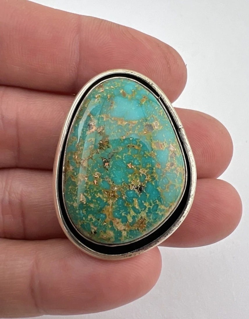 VTG DOUG ZACHARY NAVAJO STERLING SILVER WEB ROYSTON TURQUOISE SHADOWBOX PENDANT (1 of 2)
