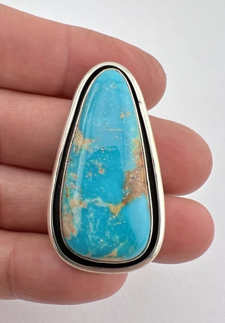VTG DOUG ZACHARY NAVAJO STERLING SILVER CASTLE DOME TURQUOISE SHADOWBOX PENDANT (1 of 2)