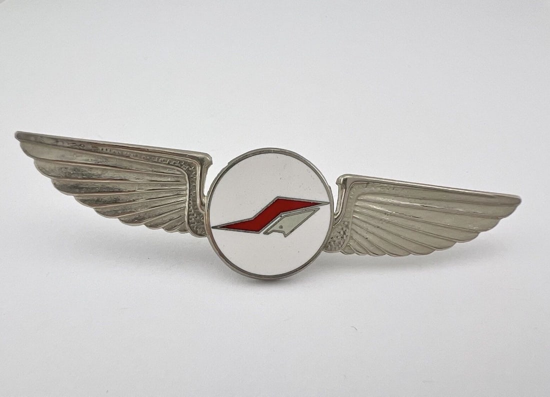 RARE SUBURBAN AIRLINES (SA) PILOT SILVER TONE ENAMEL PINS WINGS 3 1/8" (1 of 2)