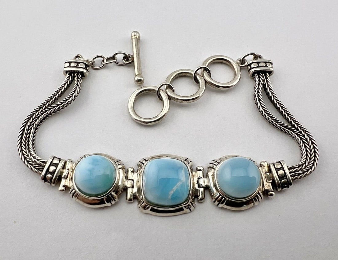 DESIGNER BBJ LARIMAR STERLING SILVER BRACELET TOGGLE CLASP (1 of 2)