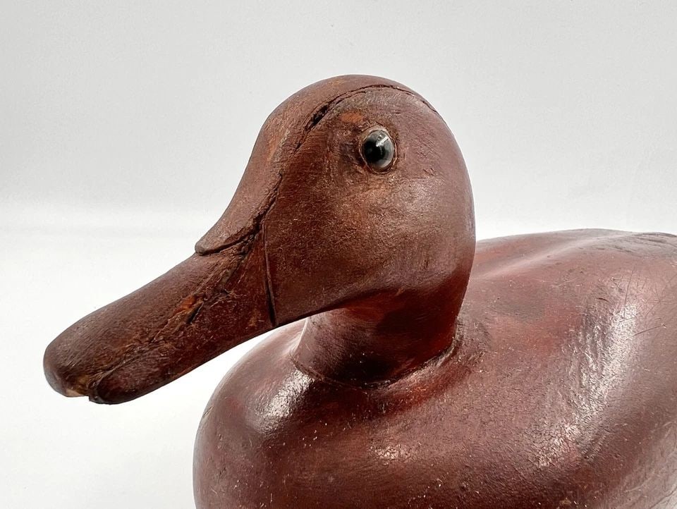 VINTAGE WOODEN NORTHERN PINTAIL DUCK WOOD DECOY GLASS EYES BY VERNON 11.5" LONG (1 of 1)
