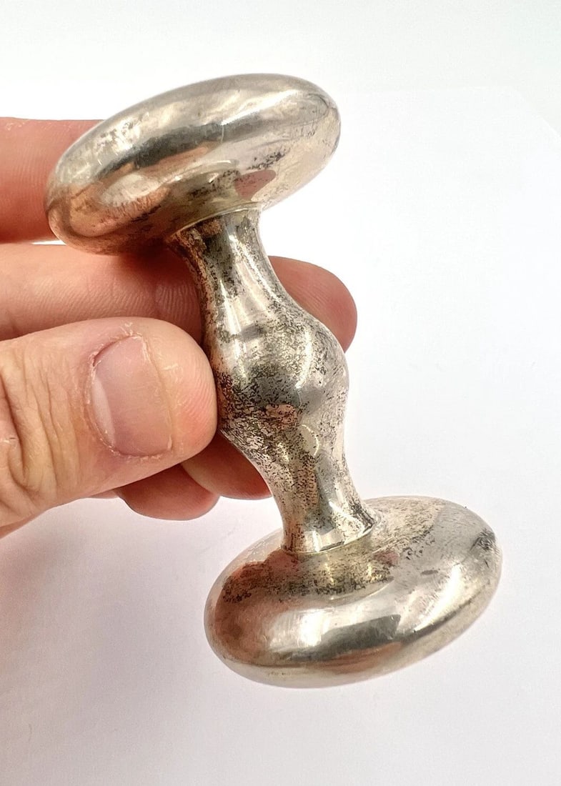 ANTIQUE TOWLE STERLING SILVER 8 BARBELL DUMBBELL INFANT BABY RATTLE TOY 40.5G (1 of 2)