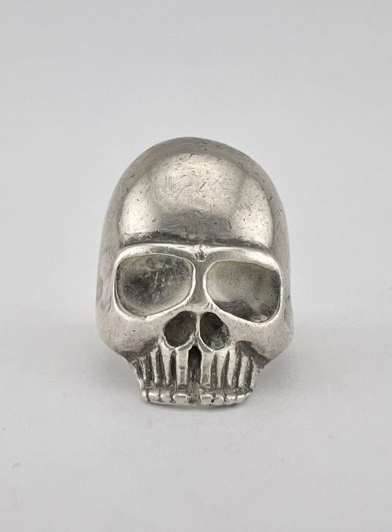 VINTAGE 3D SKULL GOTHIC BIKER STERLING SILVER MEN'S RING 10G (1 of 2)