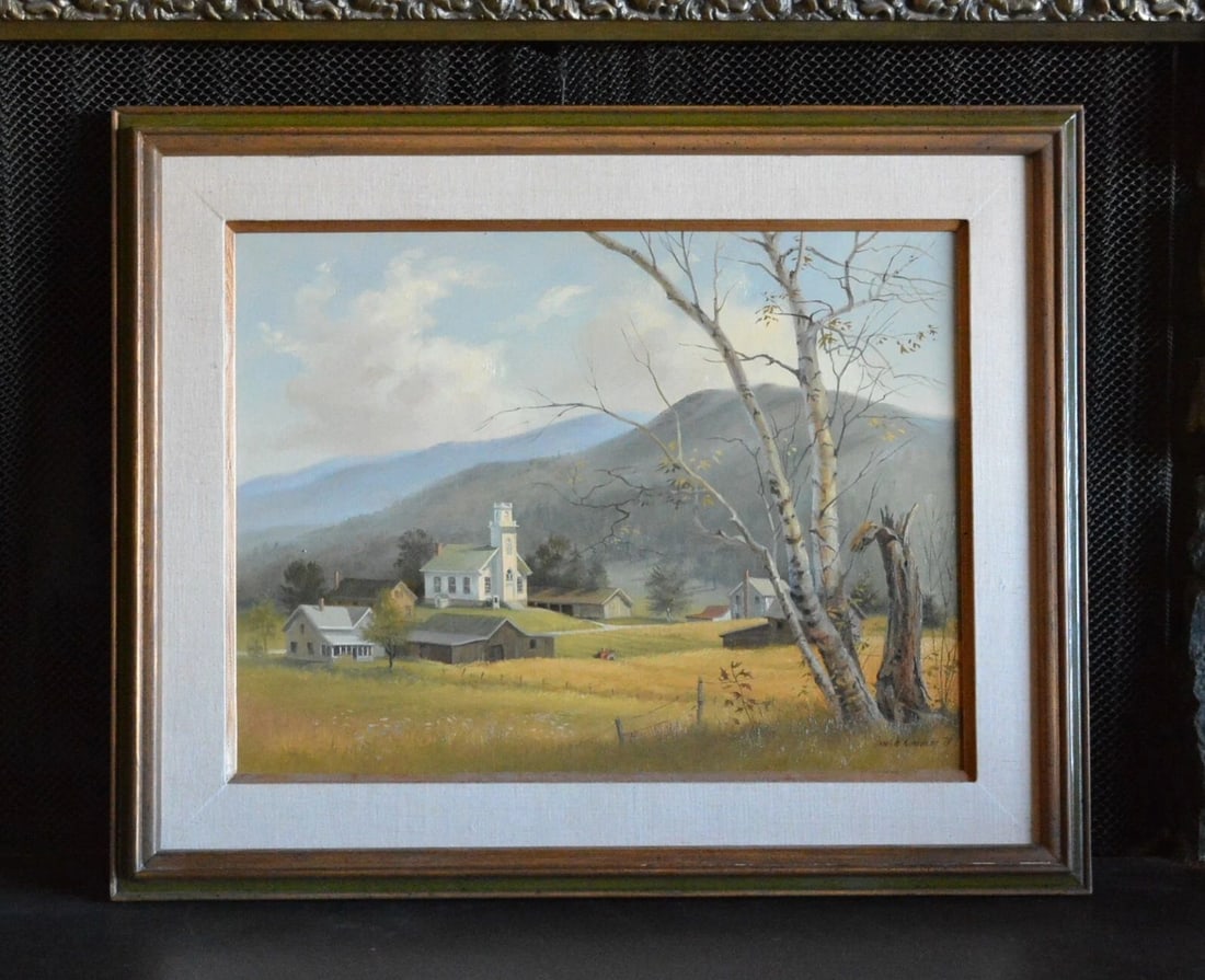 JANET W. KIMBERLING 1925-2022 - LANDSCAPE OIL PAINTING - DANBY VERMONT VILLAGE (1 of 1)