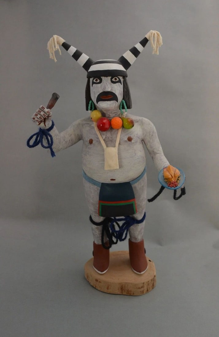 HENRY SHELTON (1929-2016) VINTAGE HOPI KACHINA - KOSHARE "BAD DUDE" - 14.5" (1 of 2)