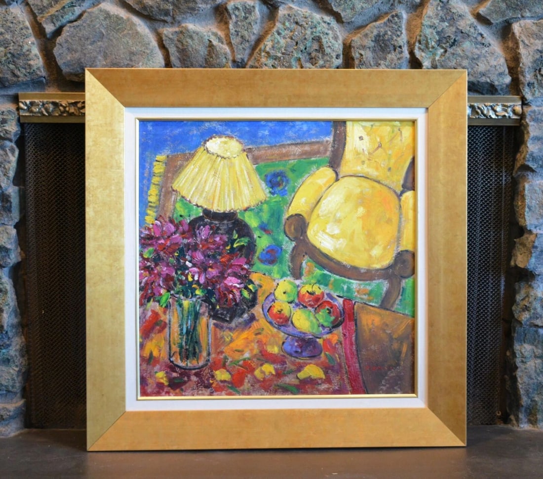 VINTAGE IMPRESSIONIST VIBRANT STILL LIFE PAINTING - FLOATING ELEMENTS - SIGNED (1 of 2)