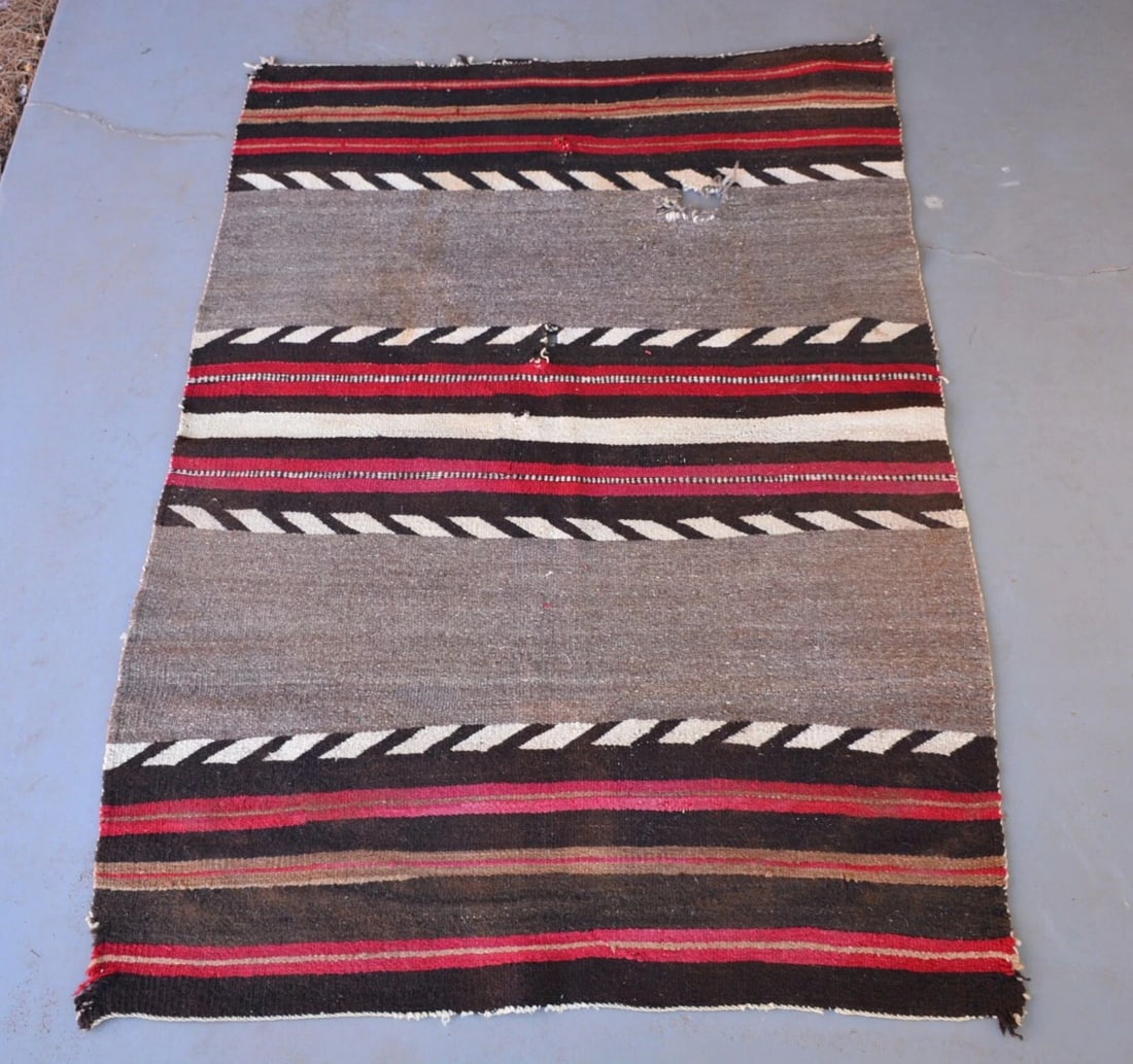 OLD NAVAJO TRANSITIONAL BANDED BLANKET 63" X 45" (1 of 1)