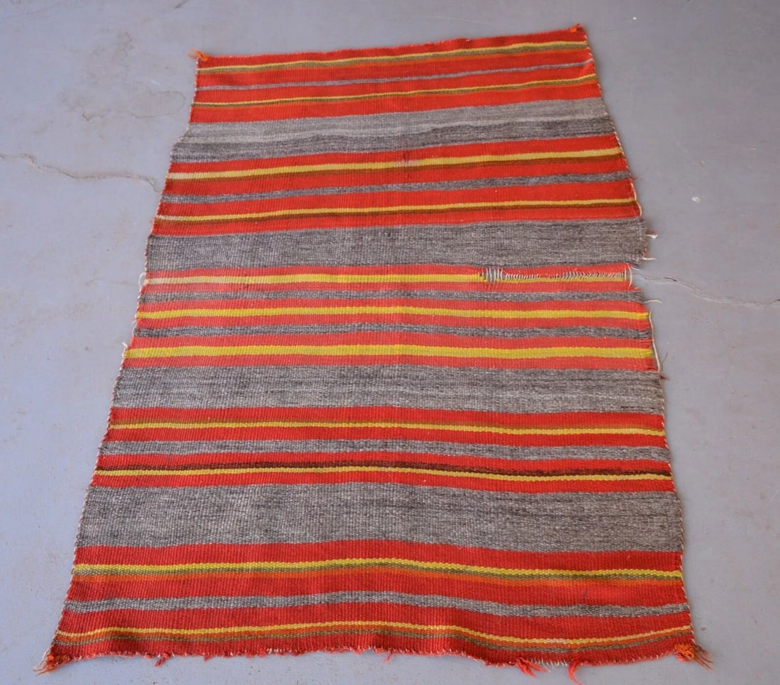 EARLY NAVAJO CHILD'S WEARING BLANKET - CIRCA 1890S - STRIPES, SOFT WOOLS (1 of 2)