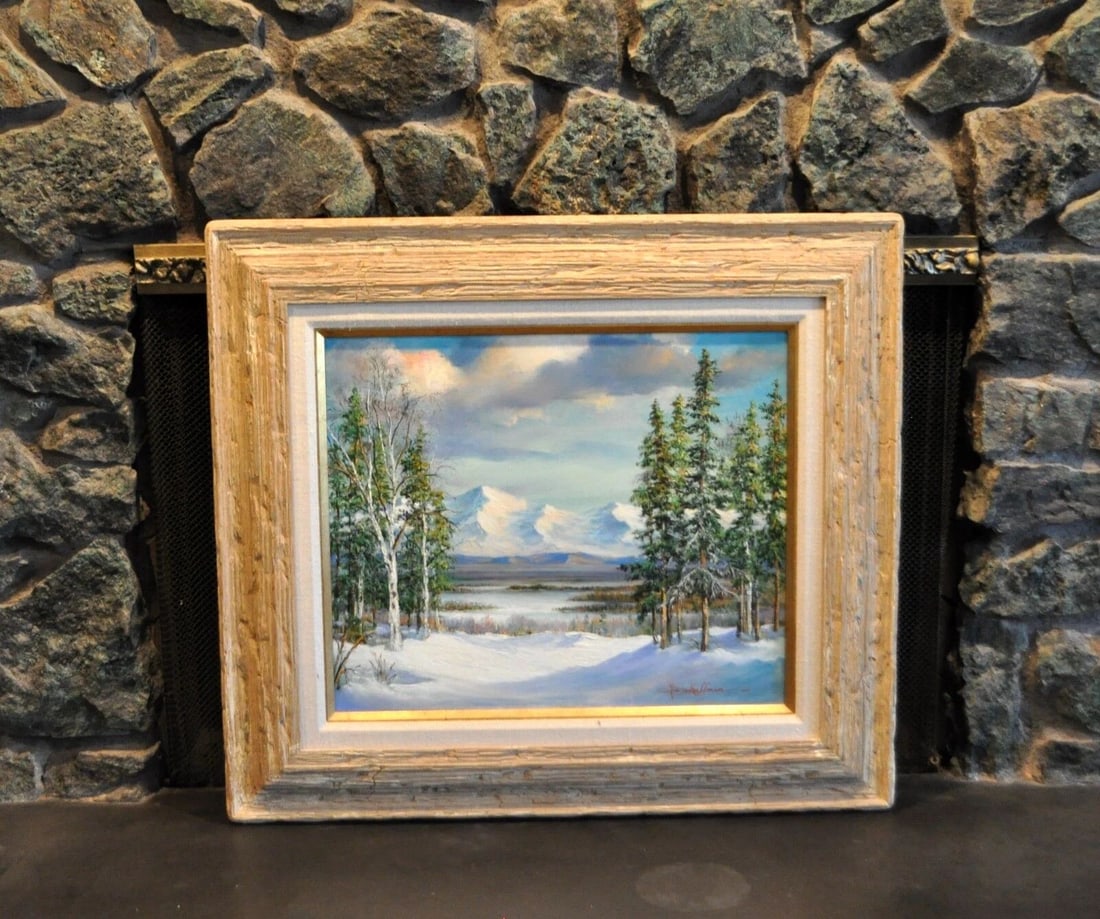 SNOW CAPPED MOUNTAIN WINTER LANDSCAPE PAINTING - GRACIA KAUFFMAN (1 of 1)