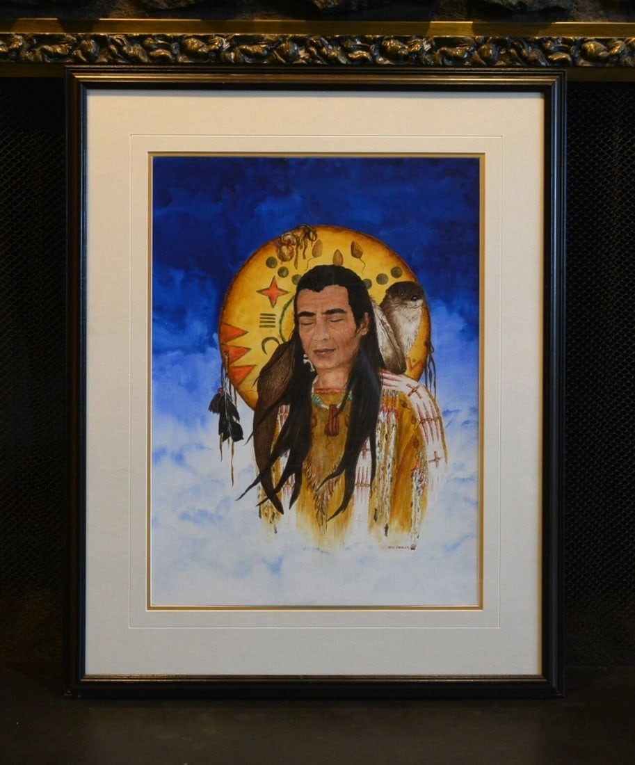 HEDY ZIEGLER - WATERCOLOR PAINTING - NATIVE AMERICAN CANADA - BLACK OTTER VISION (1 of 2)