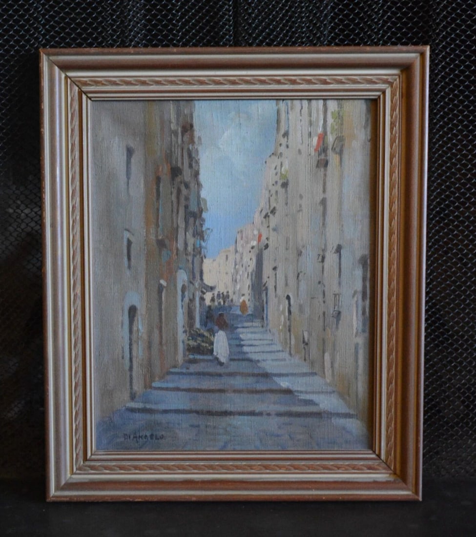 PASQUALE D'ANGELO (1896-1955) VINTAGE OIL PAINTING ITALY STREET SCENE - FRAMED (1 of 1)