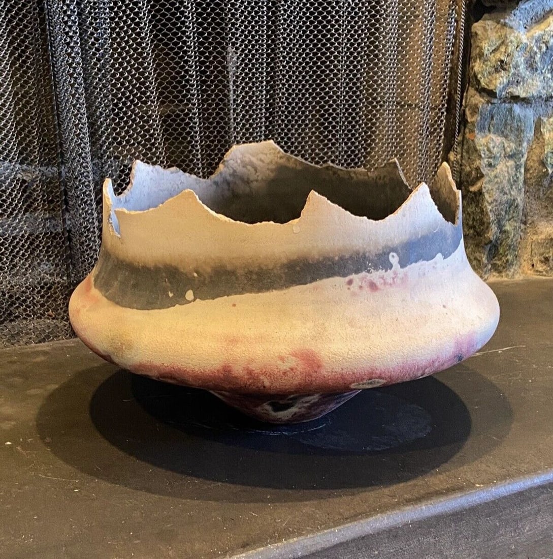 JEFFREY PERKINS - CONTEMPORARY RAKU CERAMIC ART POTTERY POT - SEDONA - 15" (1 of 2)