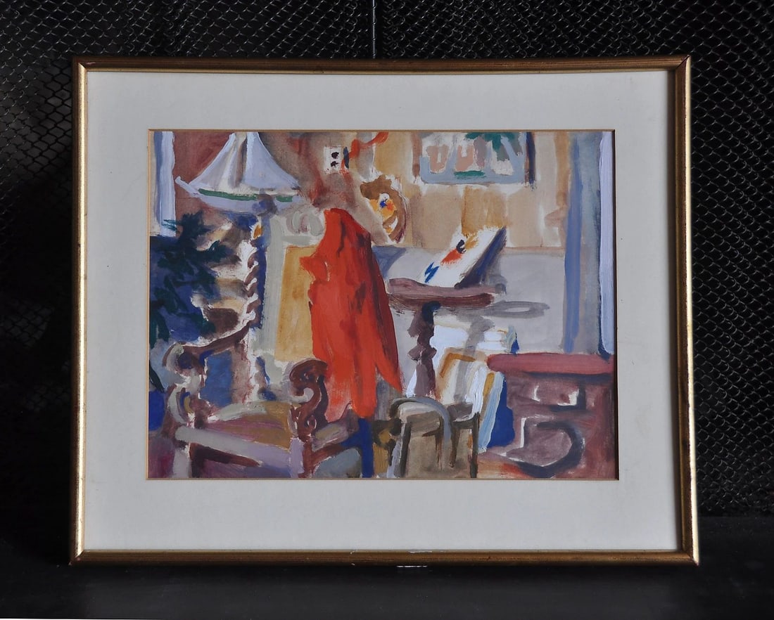 SPERRY ANDREWS (1917-2005) PAINTING "INTERIOR" HISTORIC WEIR FARM CONNECTICUT (1 of 2)