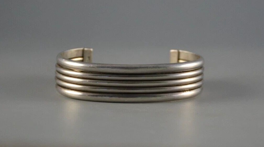 VERNA FRANKLIN TAHE - ELEGANT NAVAJO 4 BAND STERLING SILVER BRACELET CUFF 7 3/4 (1 of 1)