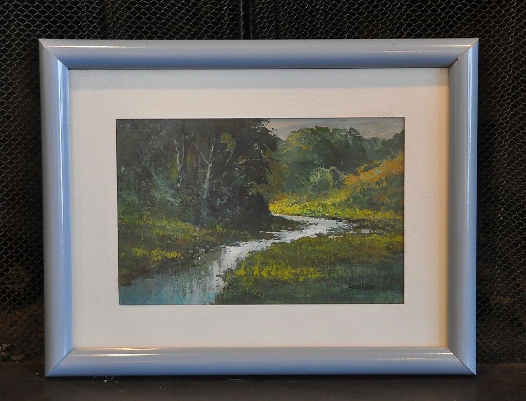 ADRIAN HANSEN (1929-) ORIGINAL PAINTING - ARIZONA - LANDSCAPE - CREEK & TREES (1 of 1)