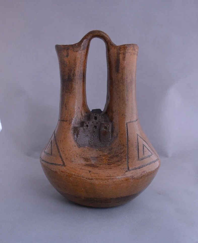 JERRY WHITETHORN - LARGE NAVAJO PICTORIAL WEDDING VASE POT - OLD PUEBLO - 11 3/4 (1 of 1)
