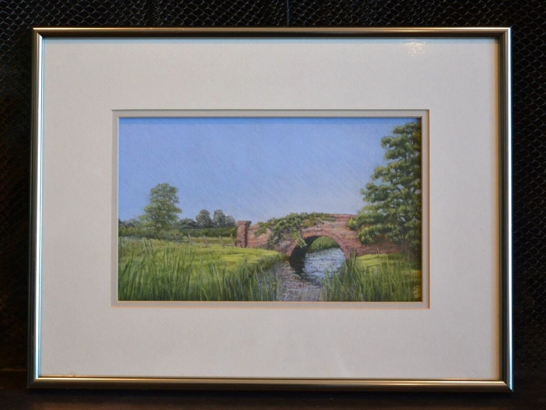 MELISSA J. SHOWALTER - PASTEL DRAWING - "THE OLD TOLLBRIDGE" ENGLAND - FRAMED (1 of 2)
