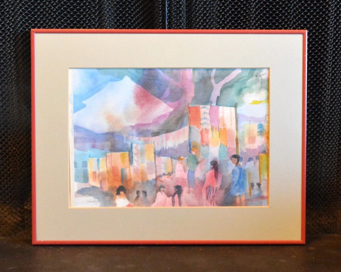 TOM WARD - MARKET OF SAINT THOMAS JALIEZA OAXACA MEXICO - WATERCOLOR PAINTING (1 of 1)