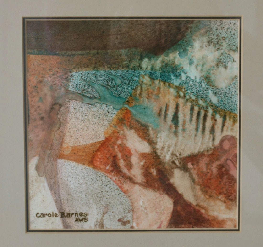 COLORADO ABSTRACT PAINTING - TURQUOISE & WARM EARTH TONES - CAROLE BARNES (1 of 2)