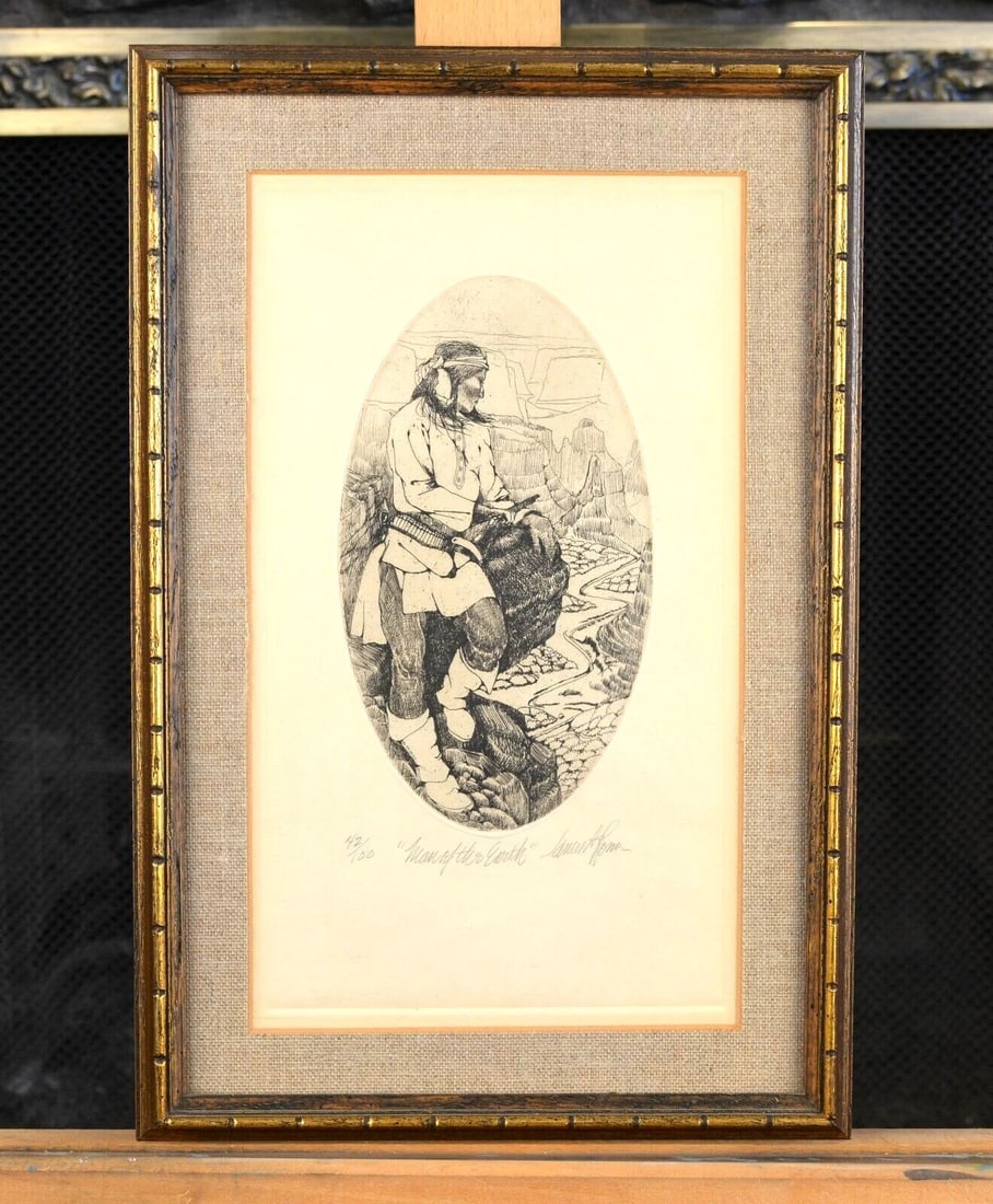 ETCHING - NATIVE AMERICAN INDIAN GRAND CANYON - LMTD ED SIGNED - JAMES A. ROME (1 of 2)