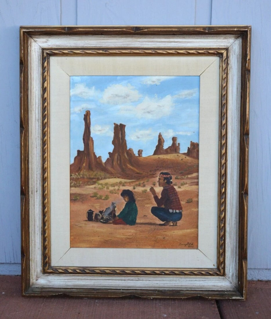 GERRY BIRD - PAINTING NAVAJO INDIANS CAMPING ON DESERT FLOOR OF MONUMENT VALLEY (1 of 2)