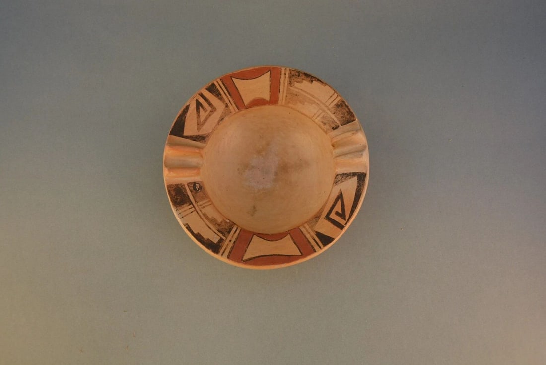 DELORES NAMOKI - VINTAGE HOPI POT DISH - POLYCHROME - 6" ACROSS - 2" HIGH (1 of 2)