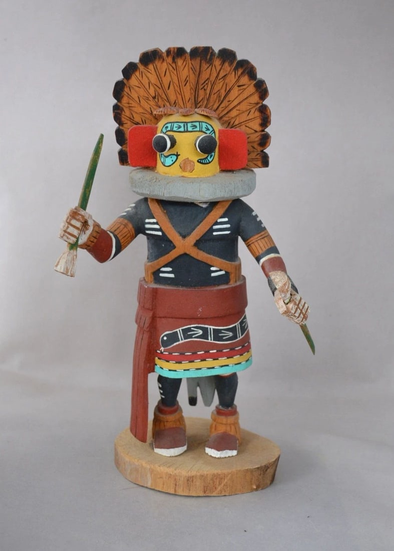 VTG HOPI KACHINA - BROWN SNAKE KACHINA - R. NUTUMYA - 11" TALL - ORIGINAL TAG (1 of 1)