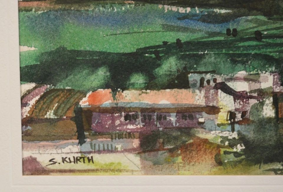 L ORIGINAL WATERCOLOR PAINTING - LANDSCAPE - ARIZONA ARTIST - STAN KURTH: L ORIGINAL WATERCOLOR PAINTING - LANDSCAPE - ARIZONA ARTIST - STAN KURTH Item Description: This watercolor painting was done by Arizona artist Stan Kurth. It measures 7.5" by 9.5" within the mat. With