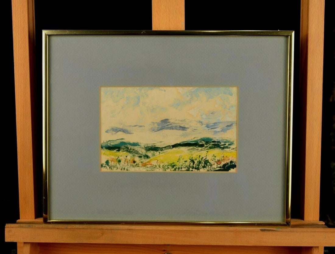 COLORFUL LANDSCAPE - COLOR MONOTYPE PRINT - PAULINE PHELPS TRASK 1964: COLORFUL LANDSCAPE - COLOR MONOTYPE PRINT - PAULINE PHELPS TRASK 1964 Item Description: This vintage monotype print was done by New York artist Pauline Phelps Trask. Pauline was a student of Grant Woo
