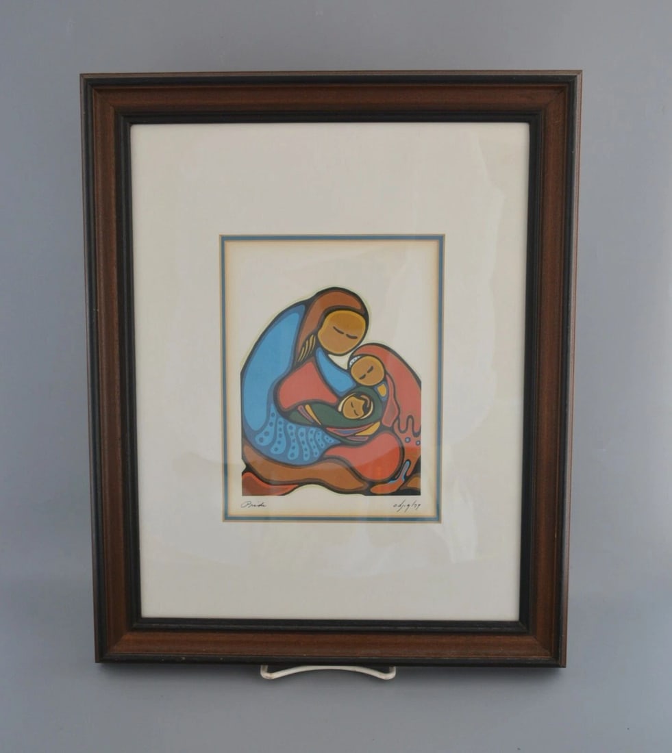 DAPHNE ODJIG - CANADIAN INDIAN ARTIST - ODAWA - MOTHER AND CHILD CARD PRINT (1 of 2)