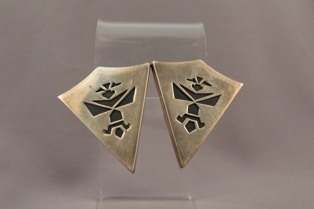 OLD PAWN NAVAJO STERLING SILVER COLLAR SHIRT POINTS KNIFE WING (1 of 2)