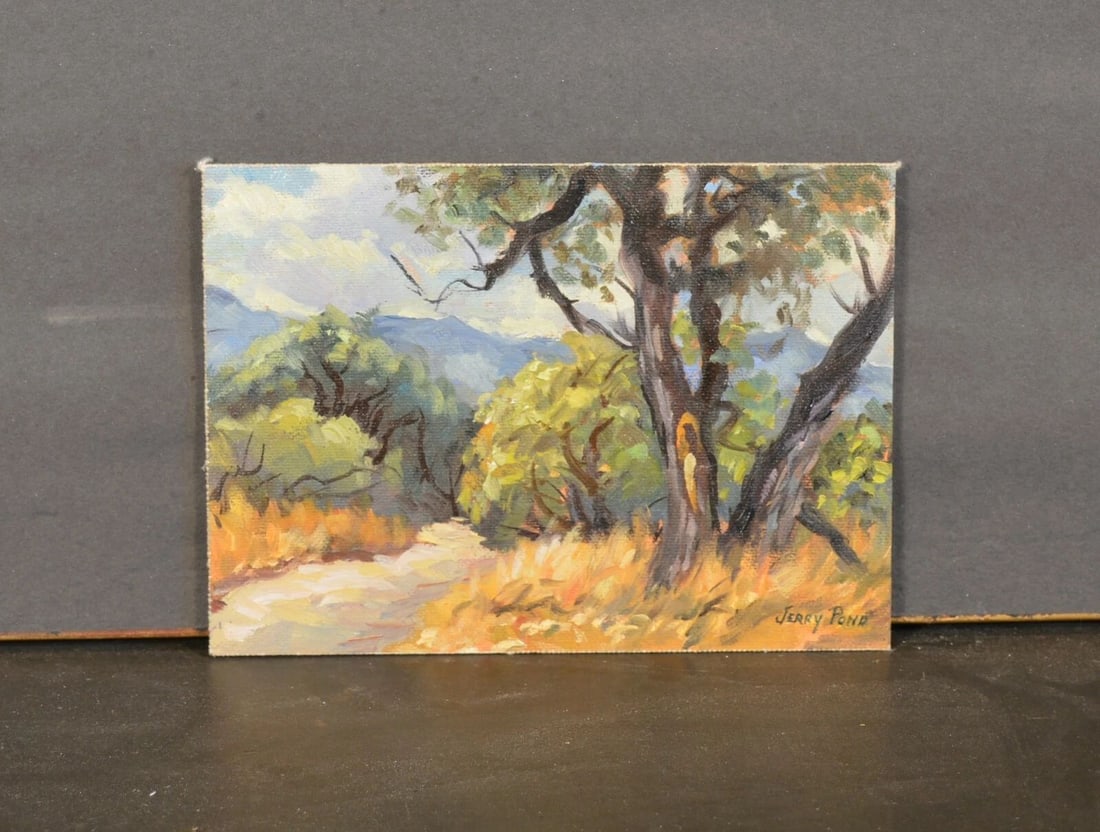 IMPRESSIONIST OIL PAINTING SOUTHWEST VERDE VALLEY AZ - JERRY W. POND: IMPRESSIONIST OIL PAINTING SOUTHWEST VERDE VALLEY AZ - JERRY W. POND Item Description: This impressionist oil painting was done by Arizona artist Jerry W. Pond. It shows a landscape so familiar to us 