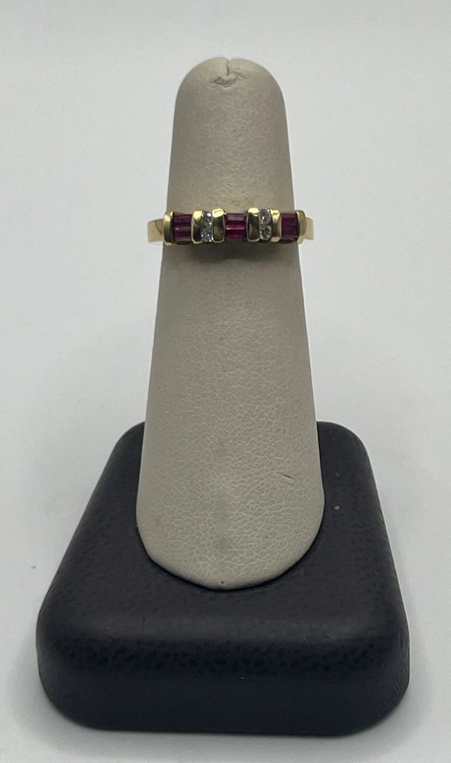 14K YELLOW GOLD, DIAMOND & RUBY RING SIZE 6.25 (1 of 1)